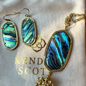 Kendra Scott Rayne Gold Long Pendant Necklace In Abalone Shell